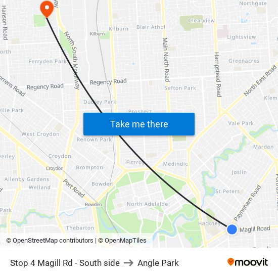 Stop 4 Magill Rd - South side to Angle Park map