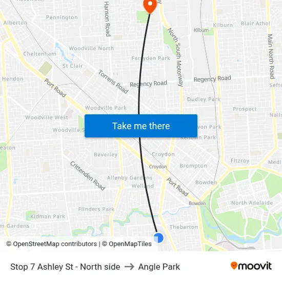 Stop 7 Ashley St - North side to Angle Park map