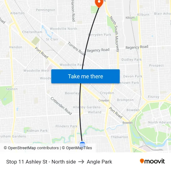 Stop 11 Ashley St - North side to Angle Park map