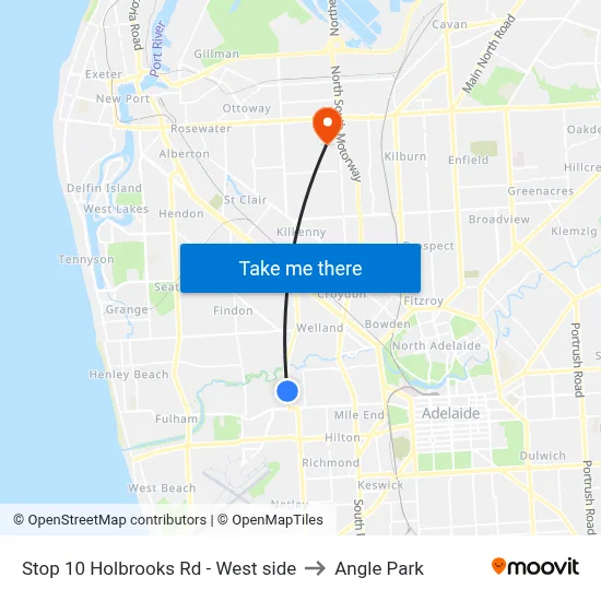 Stop 10 Holbrooks Rd - West side to Angle Park map