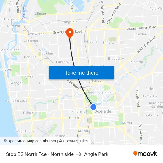 Stop B2 North Tce - North side to Angle Park map