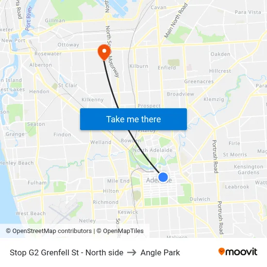 Stop G2 Grenfell St - North side to Angle Park map