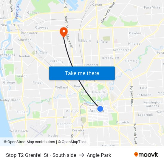 Stop T2 Grenfell St - South side to Angle Park map