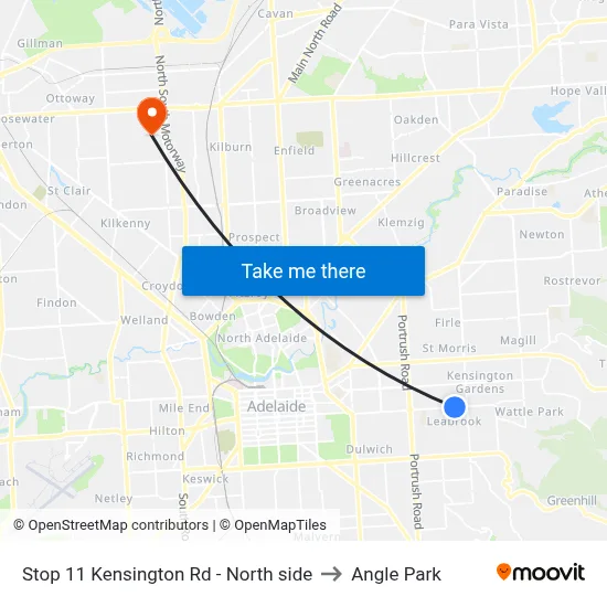 Stop 11 Kensington Rd - North side to Angle Park map