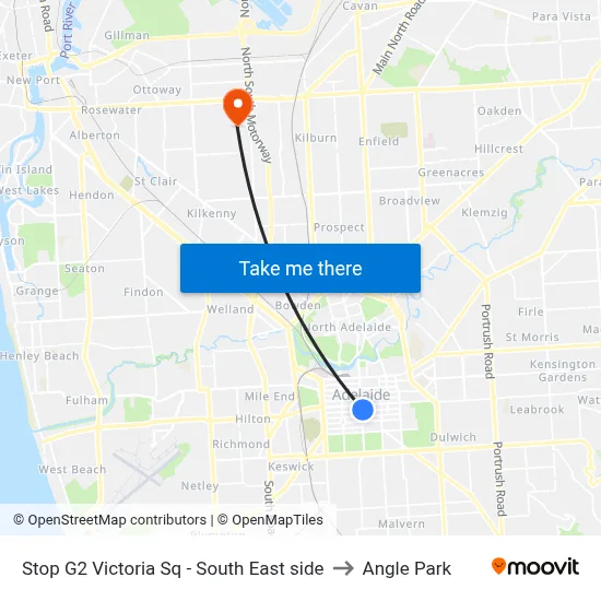 Stop G2 Victoria Sq - South East side to Angle Park map