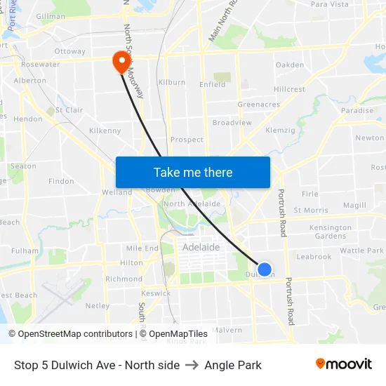 Stop 5 Dulwich Ave - North side to Angle Park map