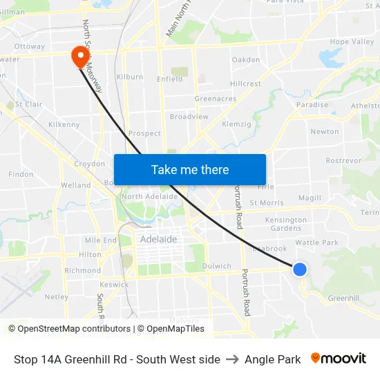 Stop 14A Greenhill Rd - South West side to Angle Park map