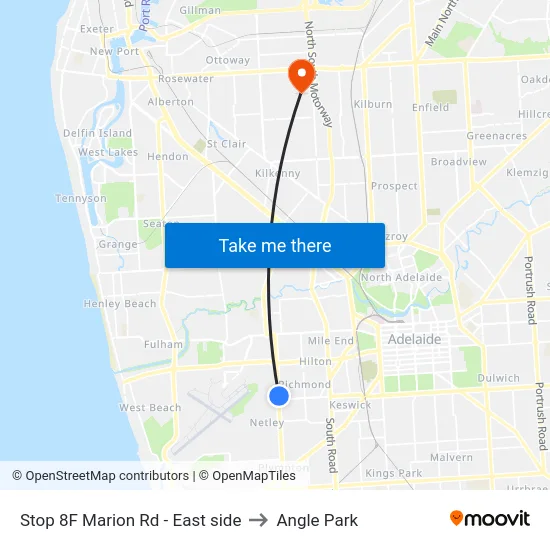 Stop 8F Marion Rd - East side to Angle Park map