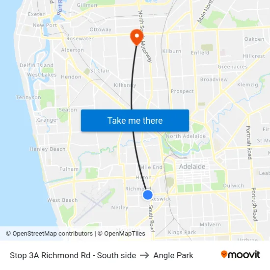 Stop 3A Richmond Rd - South side to Angle Park map