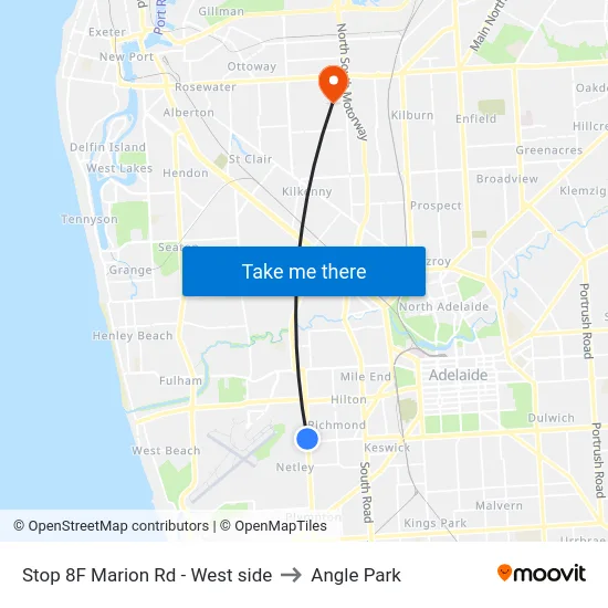 Stop 8F Marion Rd - West side to Angle Park map
