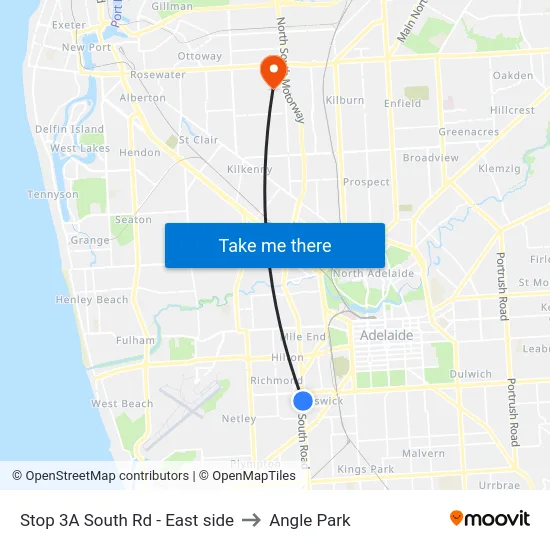 Stop 3A South Rd - East side to Angle Park map