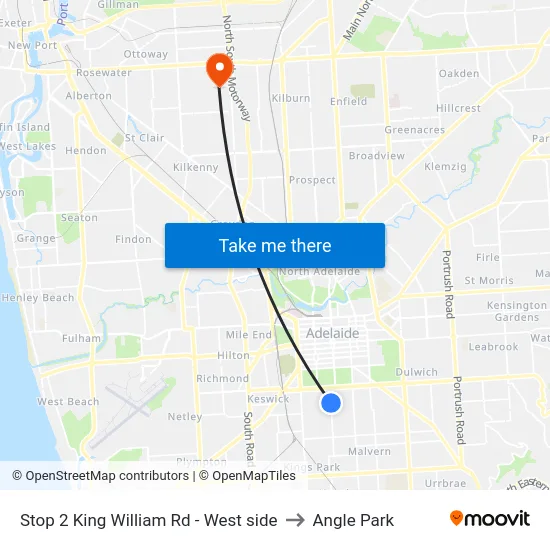 Stop 2 King William Rd - West side to Angle Park map