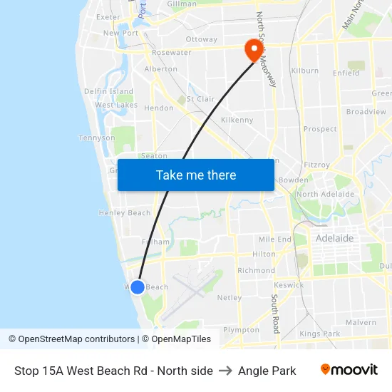 Stop 15A West Beach Rd - North side to Angle Park map