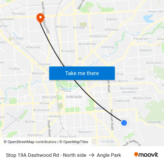 Stop 19A Dashwood Rd - North side to Angle Park map