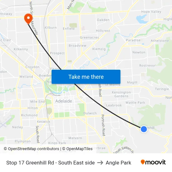 Stop 17 Greenhill Rd - South East side to Angle Park map