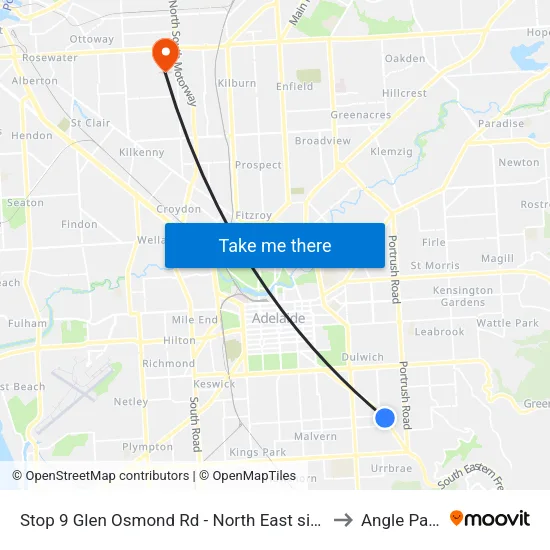 Stop 9 Glen Osmond Rd - North East side to Angle Park map
