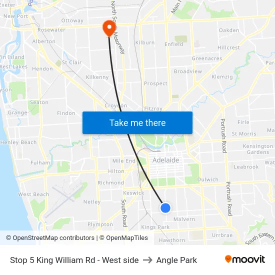 Stop 5 King William Rd - West side to Angle Park map
