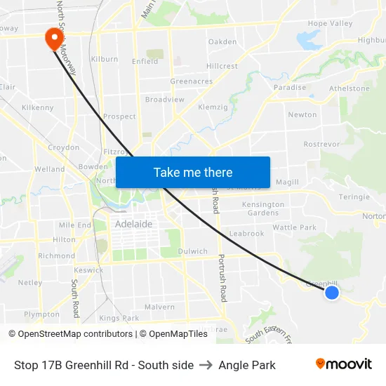 Stop 17B Greenhill Rd - South side to Angle Park map