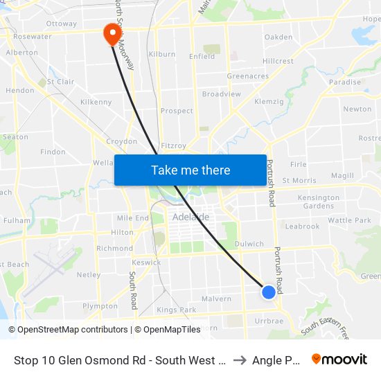 Stop 10 Glen Osmond Rd - South West side to Angle Park map