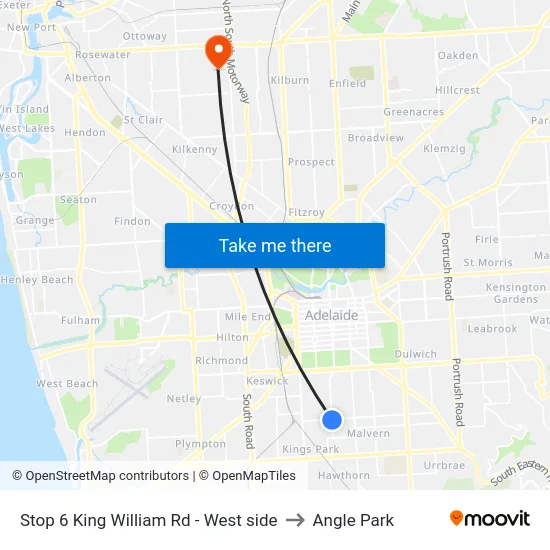 Stop 6 King William Rd - West side to Angle Park map
