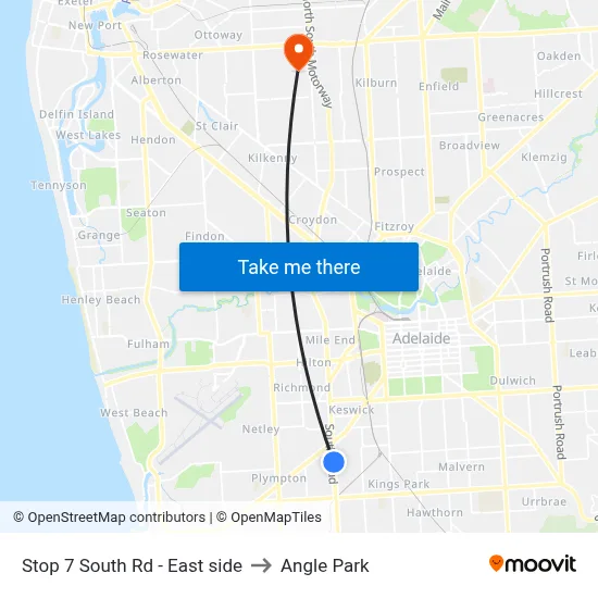 Stop 7 South Rd - East side to Angle Park map