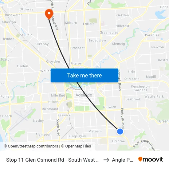 Stop 11 Glen Osmond Rd - South West side to Angle Park map