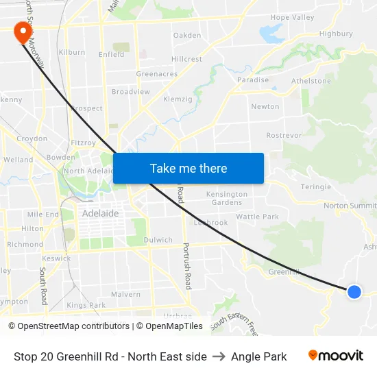 Stop 20 Greenhill Rd - North East side to Angle Park map
