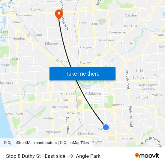 Stop 8 Duthy St - East side to Angle Park map