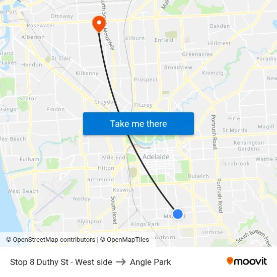 Stop 8 Duthy St - West side to Angle Park map