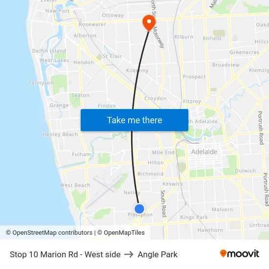 Stop 10 Marion Rd - West side to Angle Park map