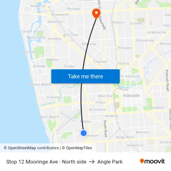 Stop 12 Mooringe Ave - North side to Angle Park map