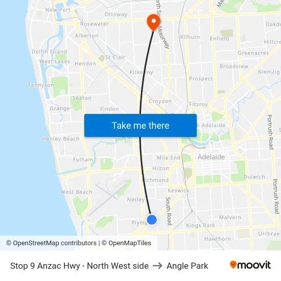Stop 9 Anzac Hwy - North West side to Angle Park map