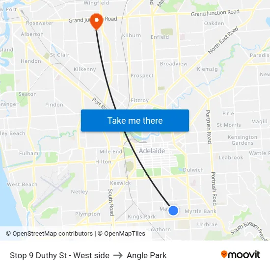 Stop 9 Duthy St - West side to Angle Park map