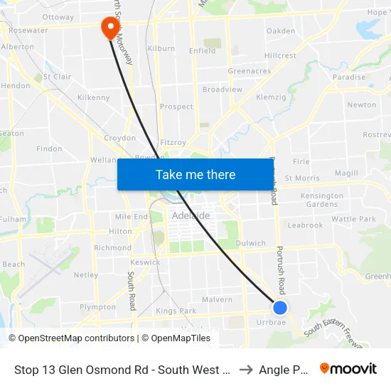 Stop 13 Glen Osmond Rd - South West side to Angle Park map