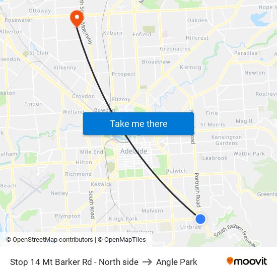 Stop 14 Mt Barker Rd - North side to Angle Park map