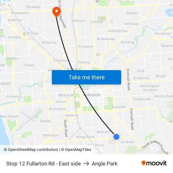 Stop 12 Fullarton Rd - East side to Angle Park map