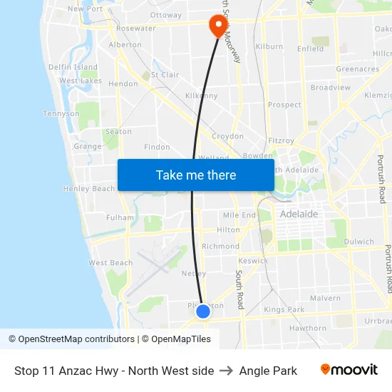 Stop 11 Anzac Hwy - North West side to Angle Park map