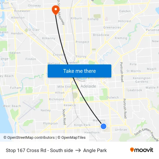 Stop 167 Cross Rd - South side to Angle Park map