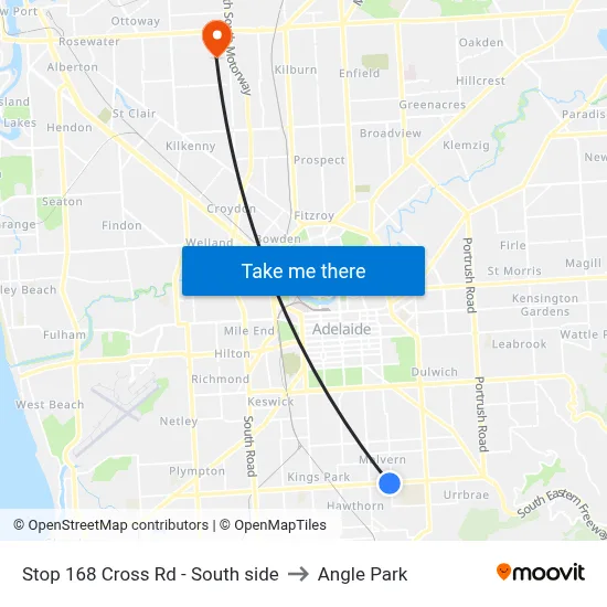 Stop 168 Cross Rd - South side to Angle Park map