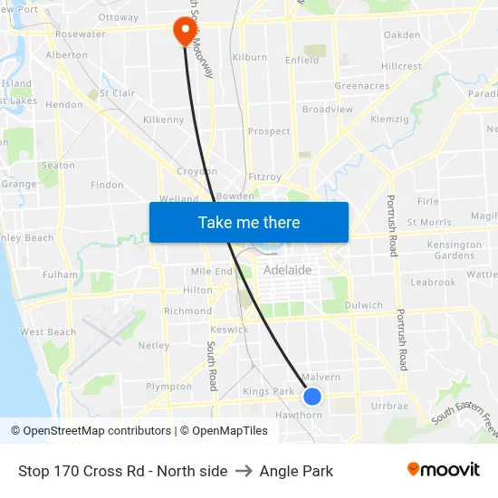 Stop 170 Cross Rd - North side to Angle Park map