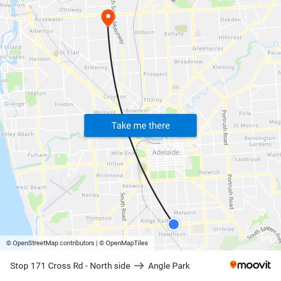 Stop 171 Cross Rd - North side to Angle Park map