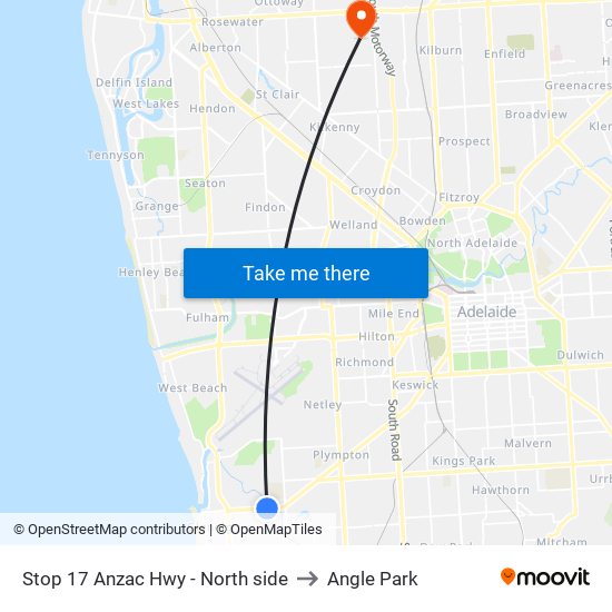 Stop 17 Anzac Hwy - North side to Angle Park map