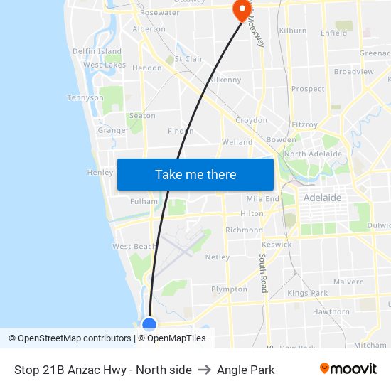 Stop 21B Anzac Hwy - North side to Angle Park map