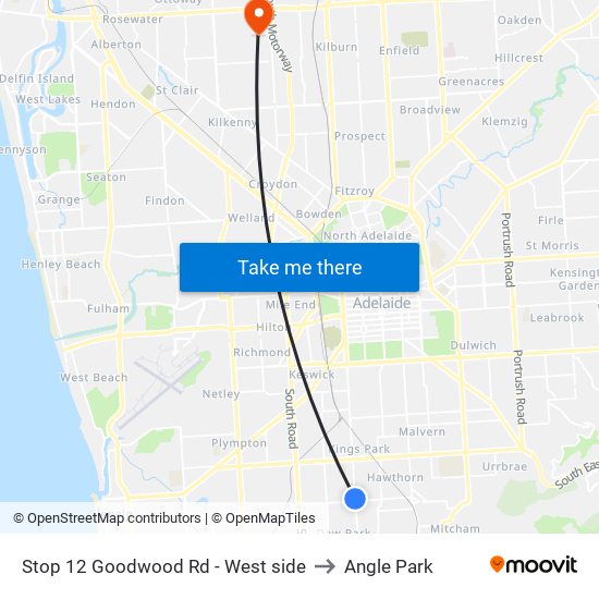 Stop 12 Goodwood Rd - West side to Angle Park map