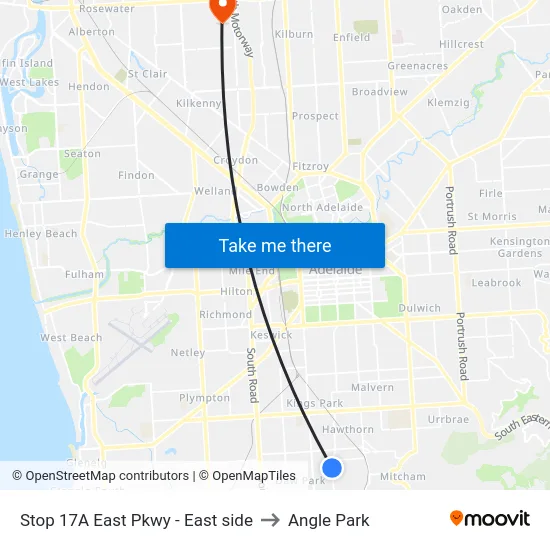 Stop 17A East Pkwy - East side to Angle Park map