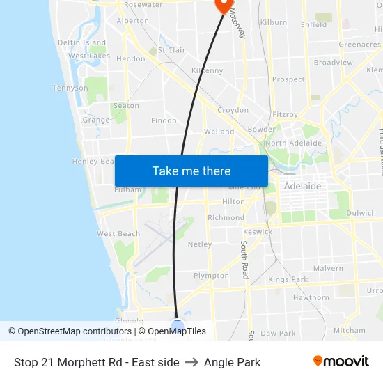 Stop 21 Morphett Rd - East side to Angle Park map