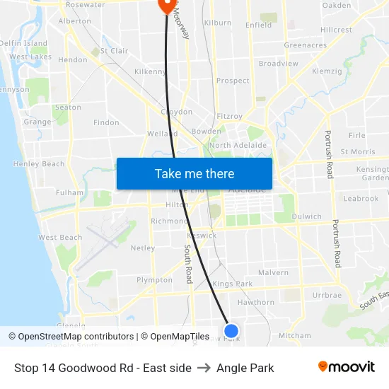 Stop 14 Goodwood Rd - East side to Angle Park map