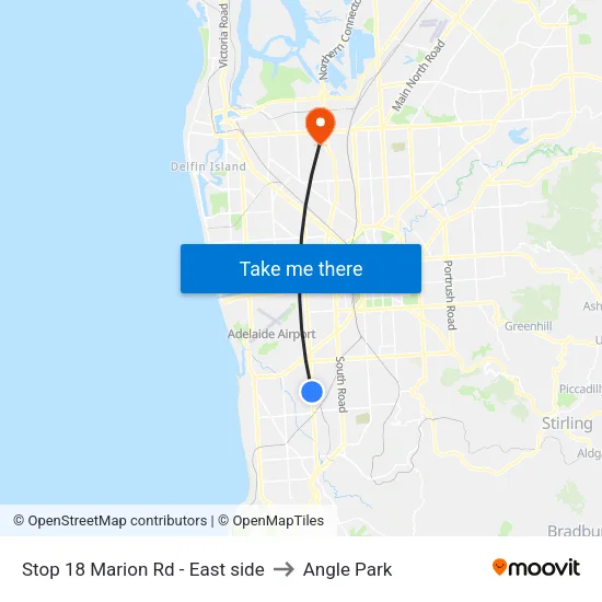 Stop 18 Marion Rd - East side to Angle Park map