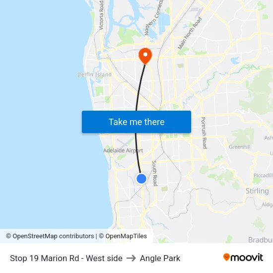 Stop 19 Marion Rd - West side to Angle Park map