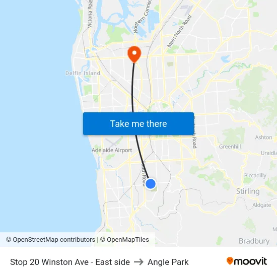 Stop 20 Winston Ave - East side to Angle Park map